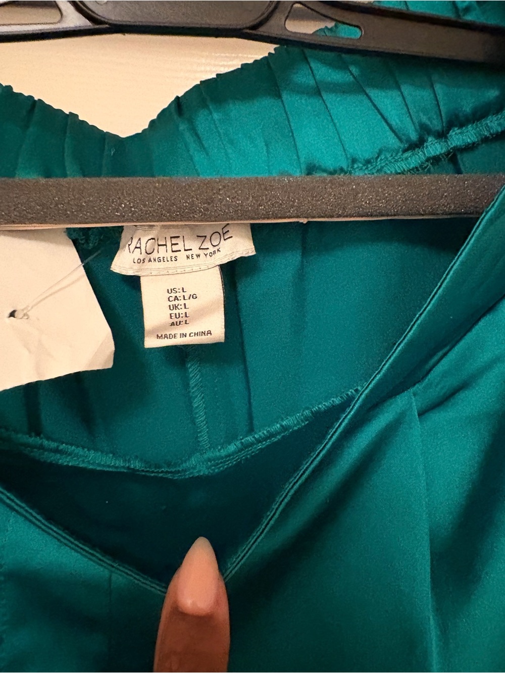 Rachel Zoe Teal- emerald Satin A-Line pants - Picture 5 of 7